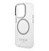 Чехол Guess PC/TPU Metal outline Hard MagSafe для iPhone 15 Pro. Цвет: прозрачный/серебристый