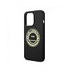 Чехол Lagerfeld для iPhone 14 Pro Max Liquid glitter RSG Round logo Hard. Цвет: чёрный