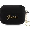 Чехол Guess Silicone Script logo with Heart charm для AirPods Pro 2. Цвет: чёрный