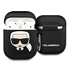 Чехол Lagerfeld Choupette для AirPods, силиконовый с кольцом. Цвет: черный