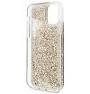 Чехол Lagerfeld для iPhone 11 Liquid Glitter Karl and Choupette heads. Цвет: золотой