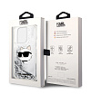 Чехол Lagerfeld Liquid Glitter NFT Choupette head Hard для iPhone 15 Pro. Цвет: серебристый