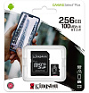 Карта памяти Kingston Canvas Select 80R micro SDXC 256GB + SD Adapter cl10, A1, UHS cl3, video cl30