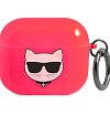 Чехол Lagerfeld FLUO Choupette для AirPods 3 с кольцом, прозрачный. Цвет: розовый