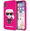 Чехол Lagerfeld для iPhone X/XS Liquid silicone Iconic Karl Hard. Цвет: фуксия