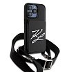 Чехол Lagerfeld Crossbody PU Saffiano Autograph Hard cardslot для iPhone 15 Pro. Цвет: чёрный