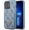 Чехол Guess для iPhone 13 Pro Max PU 4G Double cardslot Metal triangle logo Hard. Цвет: синий