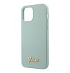 Чехол Guess для iPhone 12 Pro Max Liquid Silicone Gold Metal Logo. Цвет: голубой