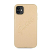 Чехол Guess для iPhone 11 Saffiano Script embossed logo. Цвет: золотой