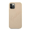 Чехол Guess для iPhone 12/12 Pro Saffiano Script embossed logo. Цвет: золотой