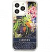 Чехол Guess для iPhone 13 Pro Liquid Glitter Flower Hard. Цвет: синий