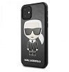 Чехол Lagerfeld для iPhone 11 PU Leather Ikonik Karl Hard. Цвет: чёрный