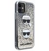 Чехол Lagerfeld для iPhone 11 Liquid Glitter Karl and Choupette heads. Цвет: золотой