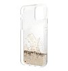 Чехол Lagerfeld для iPhone 11 Liquid glitter Choupette Fun Hard. Цвет: золотой