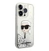 Чехол Lagerfeld Liquid Glitter NFT Karl head Hard для iPhone 15 Pro. Цвет: серебристый