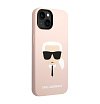 Чехол Lagerfeld для iPhone 14 Liquid silicone Karl's Head Hard (MagSafe). Цвет: розовый