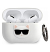 Чехол Lagerfeld для AirPods Pro силиконовый с кольцом, Choupette. Цвет: белый