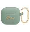 Чехол Guess Script logo для Airpods 3 силиконовый с кольцом. Цвет: зелёный