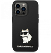 Чехол Lagerfeld для iPhone 14 Pro Liquid silicone Choupette Hard (MagSafe). Цвет: чёрный