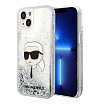 Чехол Lagerfeld для iPhone 15 Liquid Glitter NFT Karl head Hard. Цвет: серебристый