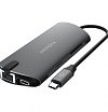 USB-хаб EnergEA AluHUB HD PRO 8-in-1 USB-C 3.1, USB-A, HDMI, RJ-45, SD/Micro SD. Цвет: серый