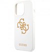 Чехол Guess для iPhone 13 Liquid silicone 4G Big logo Hard. Цвет: белый