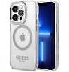 Чехол Guess для iPhone 14 Pro Max PC/TPU Metal outline Hard (MagSafe). Цвет: прозрачный/серебристый