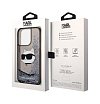 Чехол Lagerfeld для iPhone 14 Pro Max Liquid glitter NFT Choupette head Hard. Цвет: чёрный