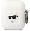 Чехол Lagerfeld NFT 3D Choupette для Airpods 1/2 силиконовый с кольцом. Цвет: белый