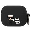 Чехол Lagerfeld Karl & Choupette для AirPods Pro силиконовый с кольцом. Цвет: черный