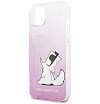 Чехол Lagerfeld для iPhone 13 PC/TPU Choupette Fun Hard Gradient. Цвет: розовый