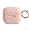 Чехол Guess для Airpods 3 силиконовый с кольцом. Цвет: светло-розовый