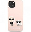 Чехол Lagerfeld для iPhone 13 Liquid Silicone Karl & Choupette Hard. Цвет: розовый