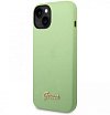 Чехол Guess для iPhone 14 Liquid silicone Gold metal logo Hard. Цвет: зелёный