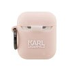 Чехол Lagerfeld NFT 3D Choupette для Airpods 1/2 силиконовый с кольцом. Цвет: розовый