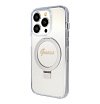 Чехол Guess PC/TPU Script logo + Ring stand Glitter MagSafe для iPhone 15 Pro Max. Цвет: прозрачный