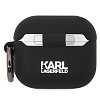 Чехол Lagerfeld Karl & Choupette для AirPods 3 с кольцом, силикон. Цвет: чёрный