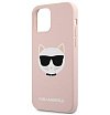 Чехол Lagerfeld для iPhone 12/12 Pro Liquid silicone Choupette Hard. Цвет: розовый