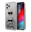 Чехол Lagerfeld для iPhone 12/12 Pro Liquid glitter Karl and Choupette heads. Цвет: серебристый