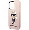 Чехол Lagerfeld для iPhone 14 Pro Liquid silicone Karl's Head Hard (MagSafe). Цвет: розовый