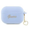 Чехол Guess Silicone Script logo with Heart charm для AirPods Pro 2. Цвет: синий