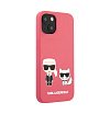 Чехол Lagerfeld для iPhone 13 Liquid silicone Karl & Choupette Hard. Цвет: фуксия