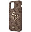 Чехол Guess для iPhone 12/12 Pro PU 4G Big metal logo Hard. Цвет: коричневый