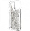 Чехол Guess для iPhone 13 Pro Liquid Glitter 4G Big logo Hard. Цвет: серебристый