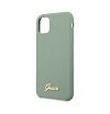 Чехол Guess для iPhone 11 Silicone collection Gold metal logo Hard. Цвет: зелёный