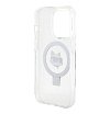 Чехол Lagerfeld для iPhone 14 Pro Max PC/TPU + Ring stand NFT Choupette head (MagSafe). Цвет: прозр