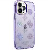 Чехол Guess для iPhone 14 Pro PC/TPU Peony glitter Electroplated camera Hard. Цвет: сиреневый