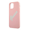 Чехол Guess для iPhone 12/12 Pro Liquid silicone Script logo. Цвет: розовый/зелёный