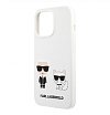 Чехол Lagerfeld для iPhone 13 Liquid Silicone Karl & Choupette Hard. Цвет: белый