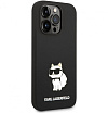 Чехол Lagerfeld для iPhone 14 Pro Liquid silicone Choupette Hard (MagSafe). Цвет: чёрный